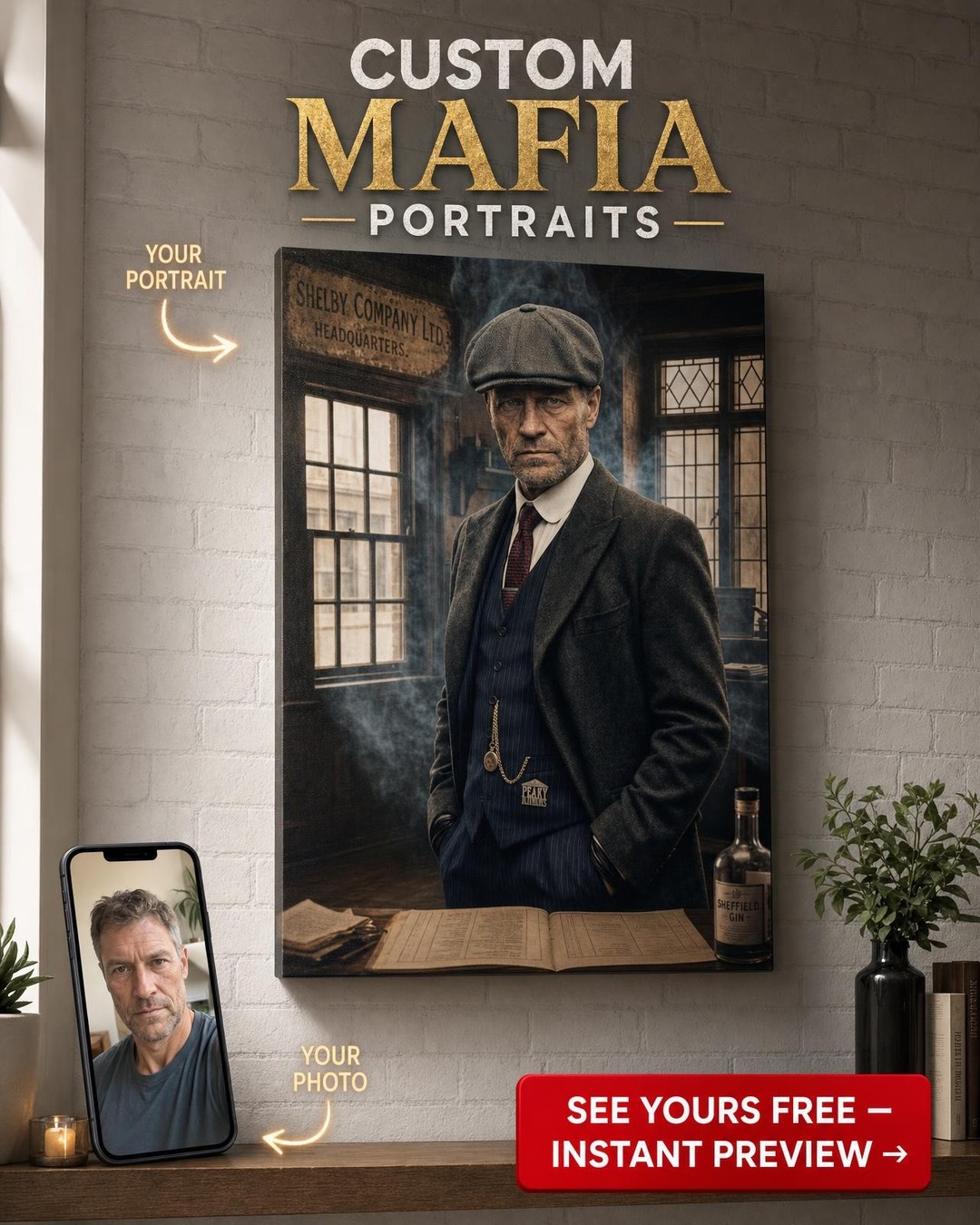 Custom Victorian Man Portrait — Heroic Gentleman Canvas from Photo