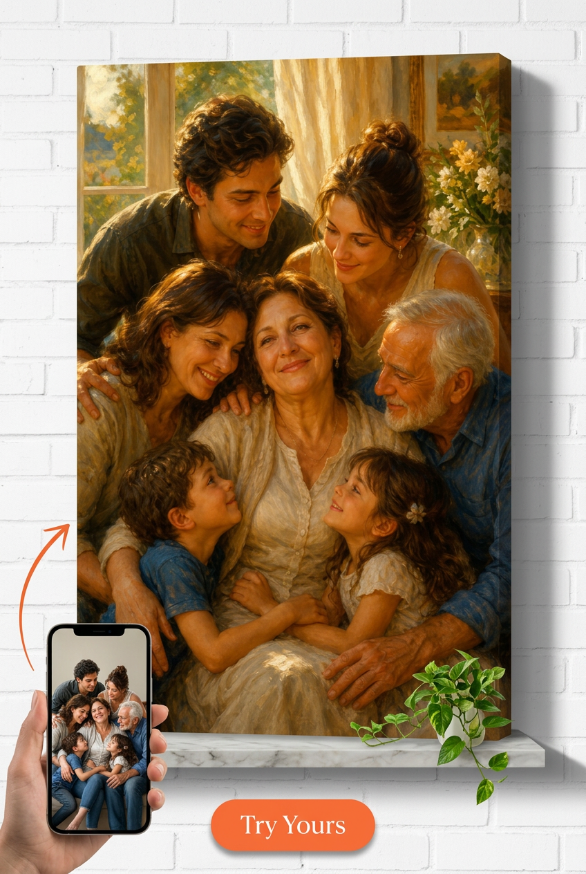 Custom GetWell Family Portrait — Healing Moments from Photo