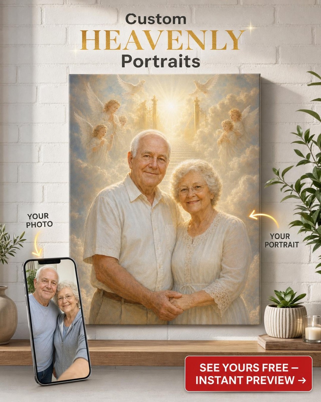 Angel Wings Memorial Couple Portrait