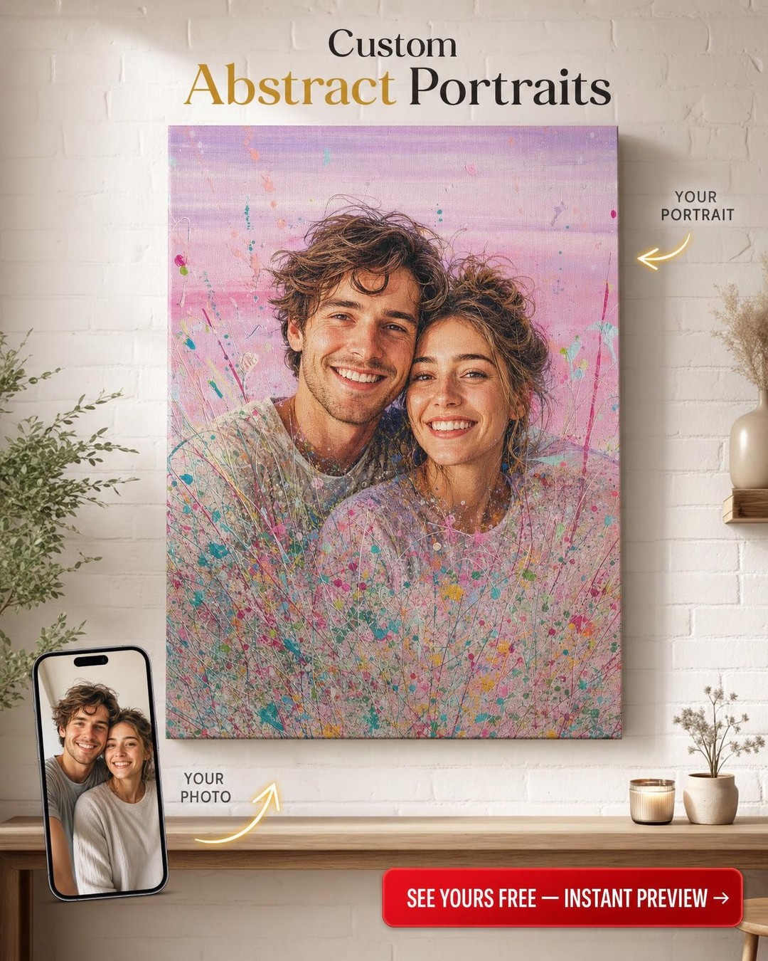 Premium Custom Portrait from Photo | Personalized Canvas Gift
