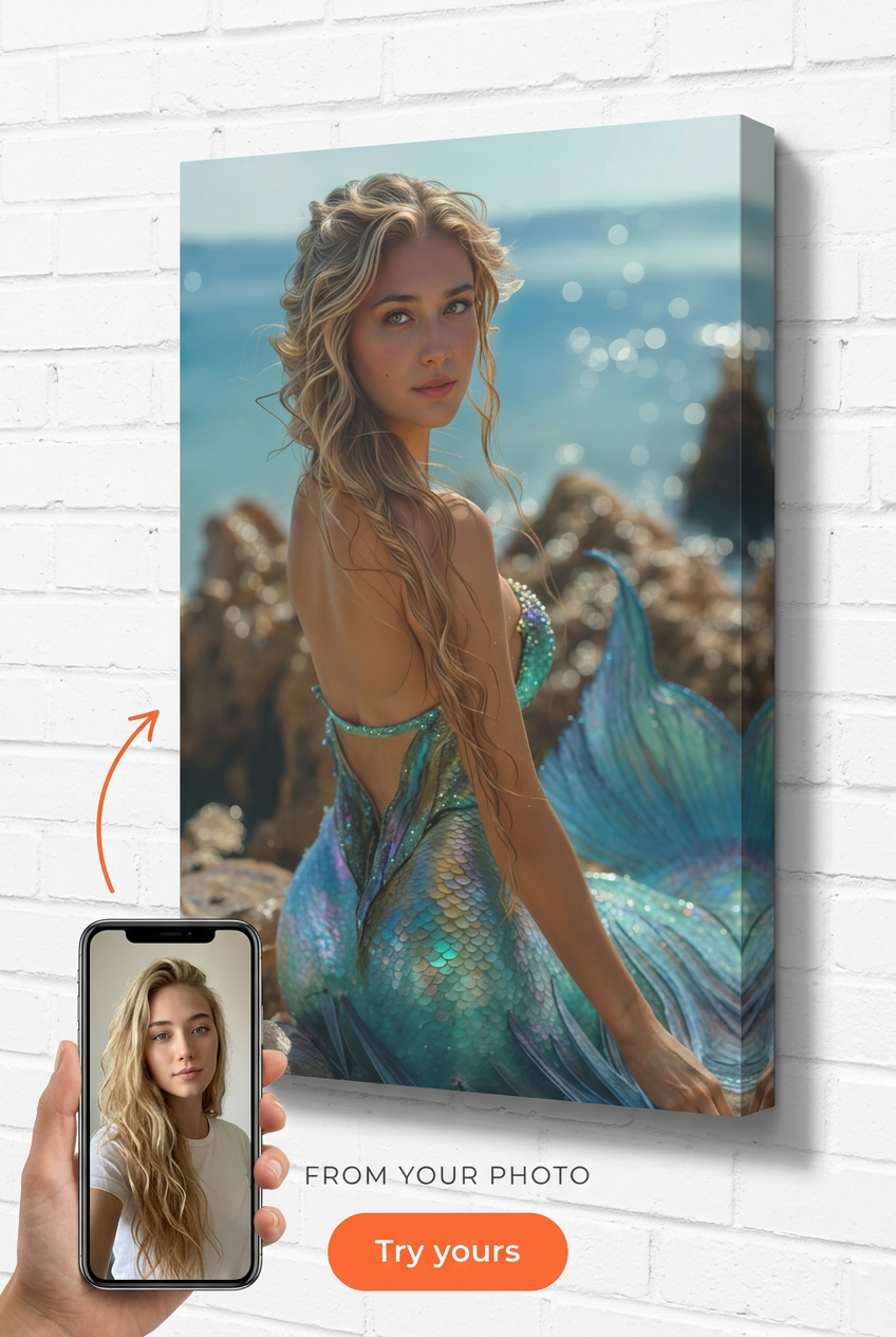 Mermaid Fantasy Portrait | Custom Underwater Artwork from Your Photo
