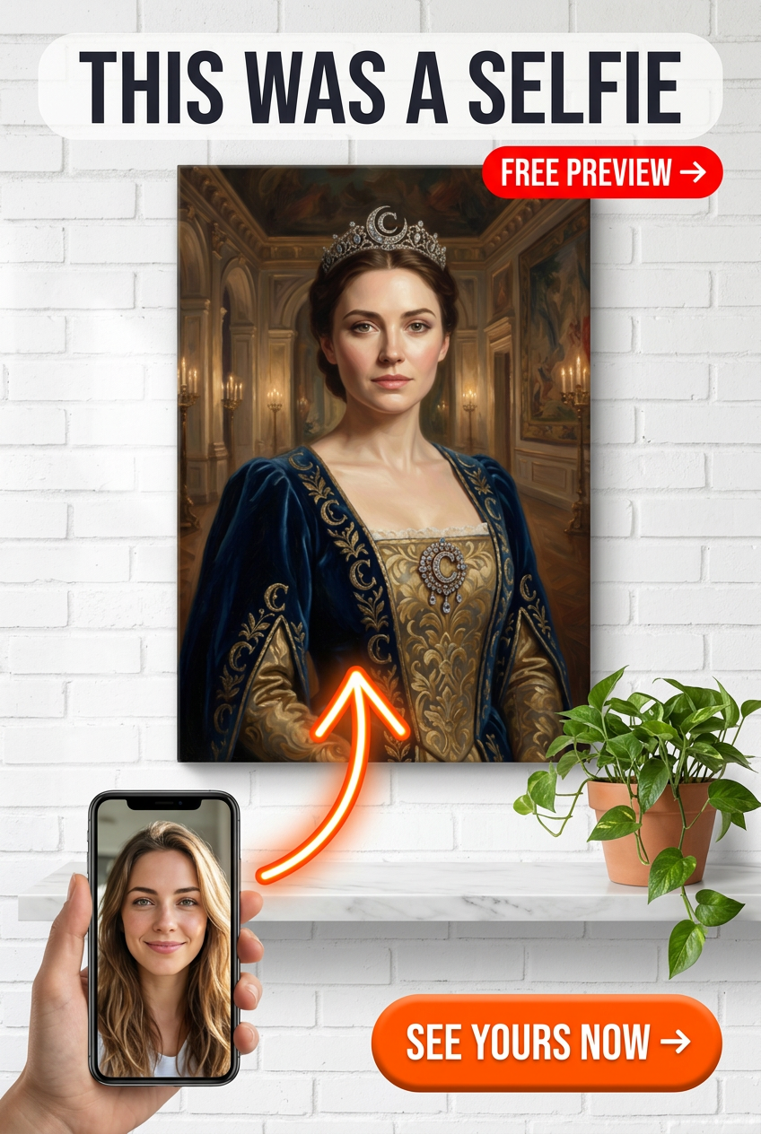 Custom Royal Woman Portrait — Regal Canvas from Photo