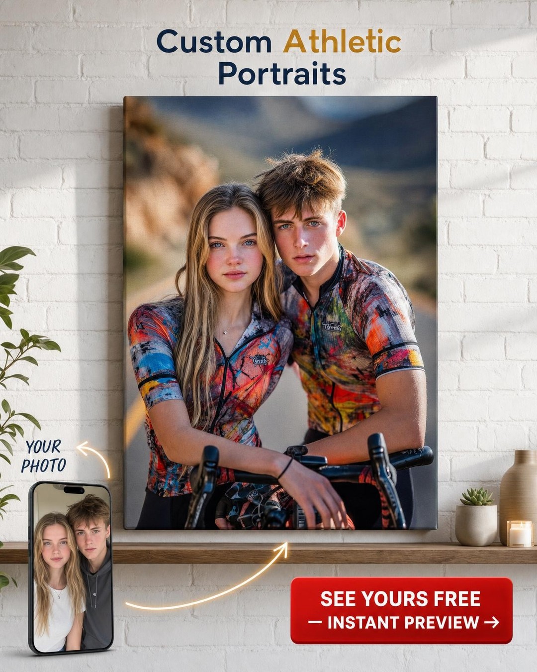 Custom Cycling Couple Portraits