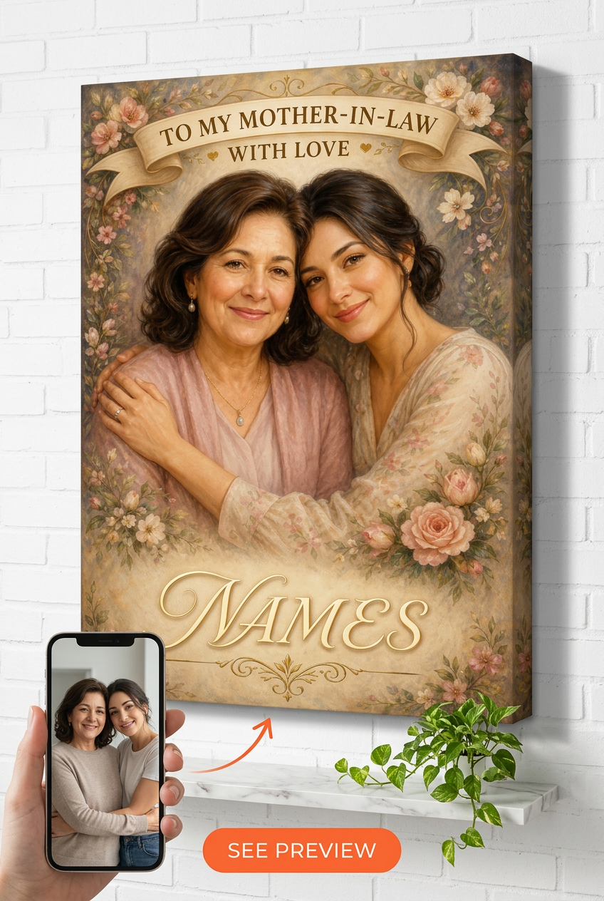 Gifts for Mother in Law — Warm Family Bond Canvas from Photo