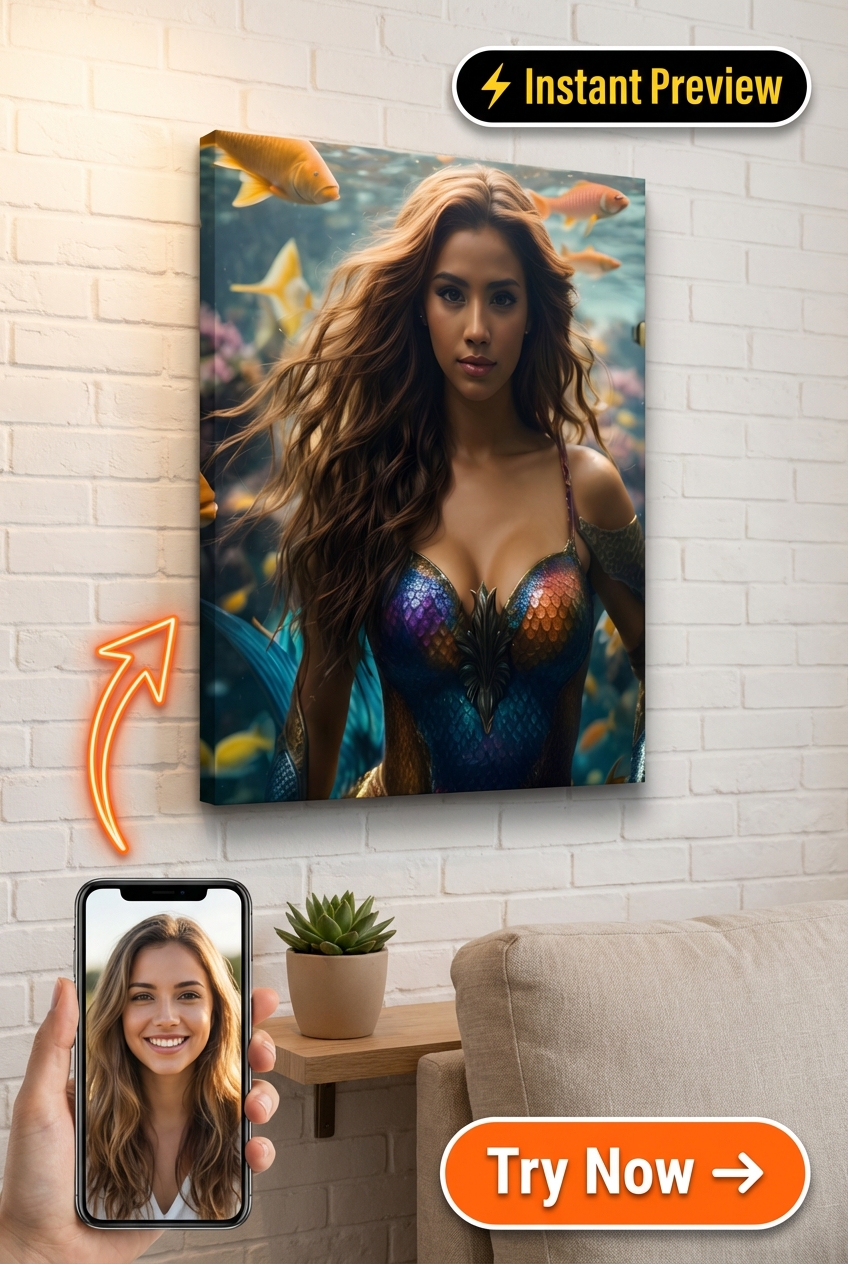 Mermaid Custom Portrait - Personalized Gift | Premium Canvas Portraits