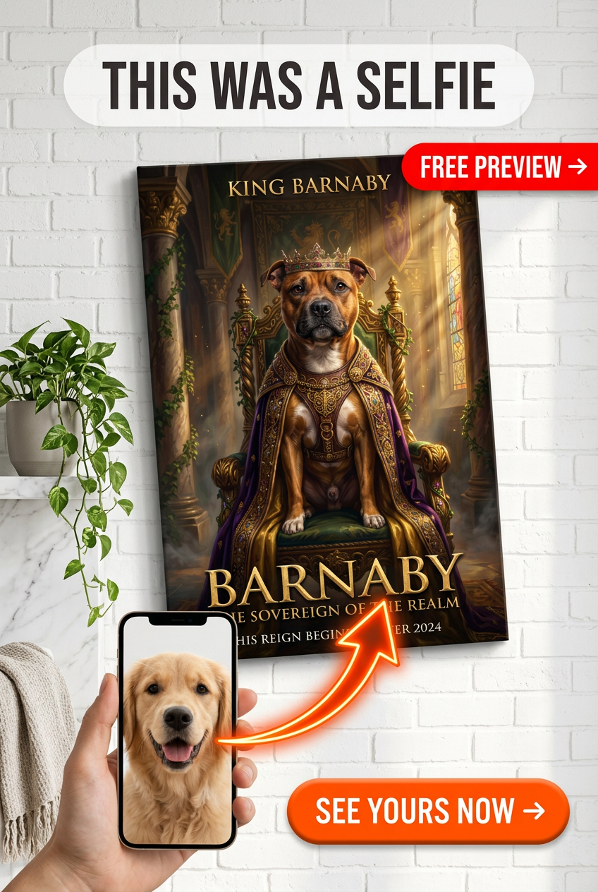Custom Royal Dog Portrait — Regal Throne Canvas Art