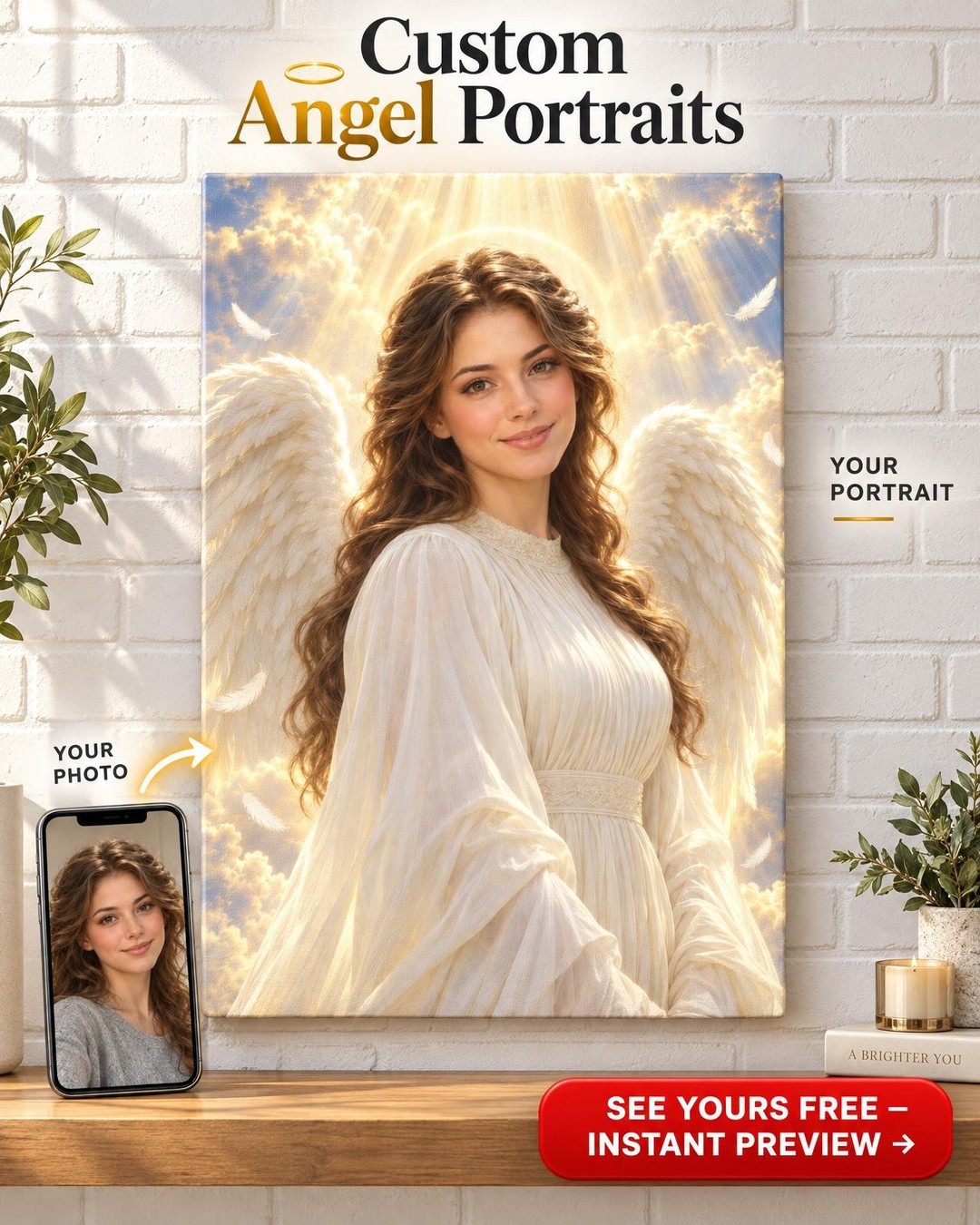 Daughter Memorial Portrait Custom Portrait from Photo | Personalized Daughter Memorial Gift