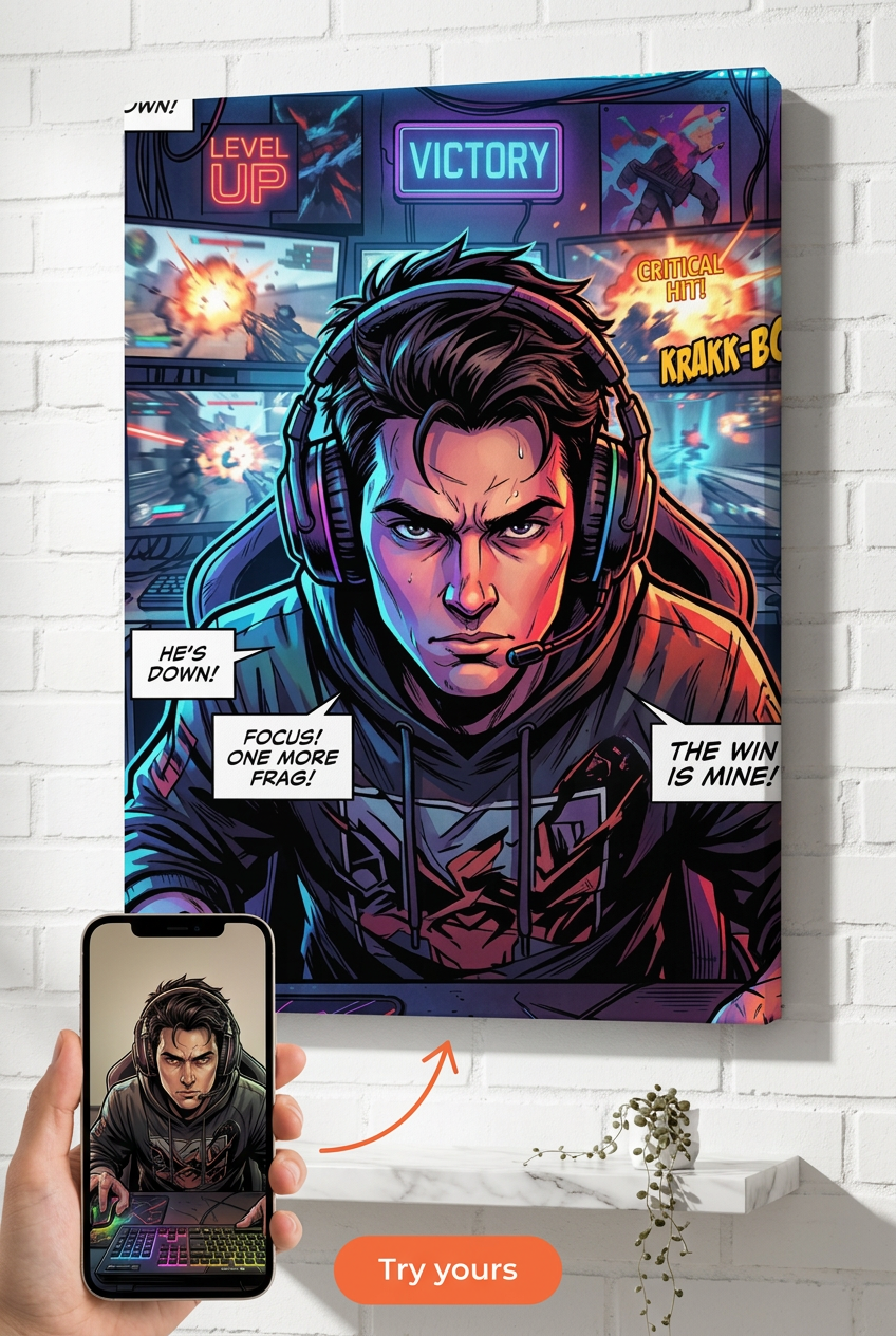 Custom Cyberpunk Man Portrait — Heroic Gaming Canvas