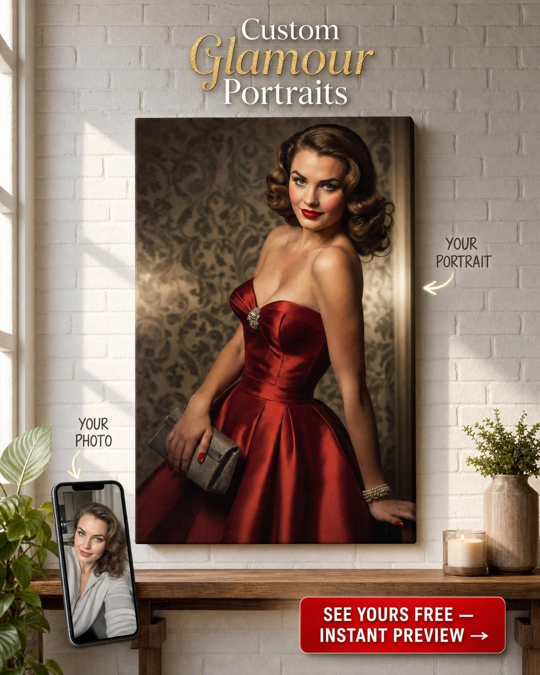 Custom Victorian Woman Portrait — Whimsical Canvas