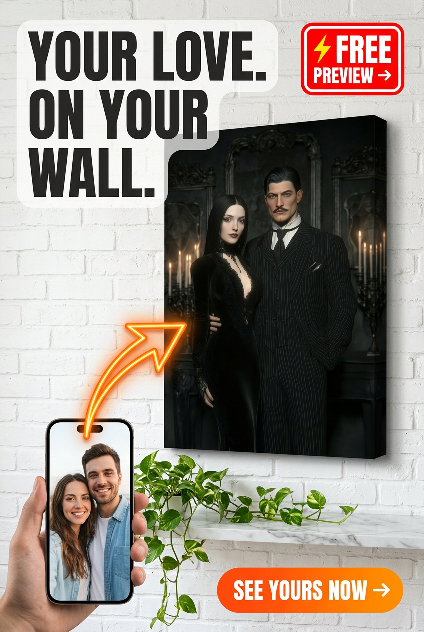 Gothic Victorian Custom Portrait from Photo | Personalized Canvas Gift for Couples