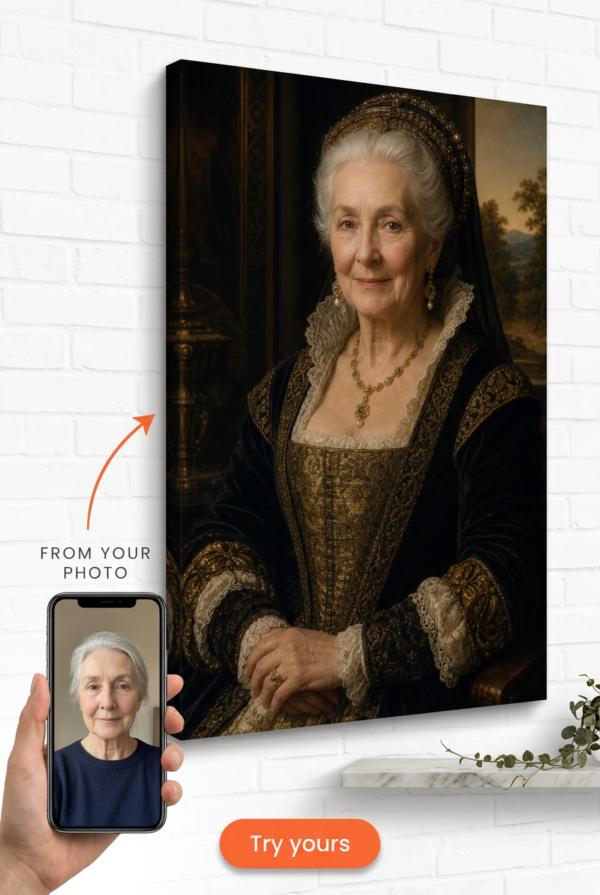 Custom Renaissance Woman Portrait — Regal Canvas from Photo