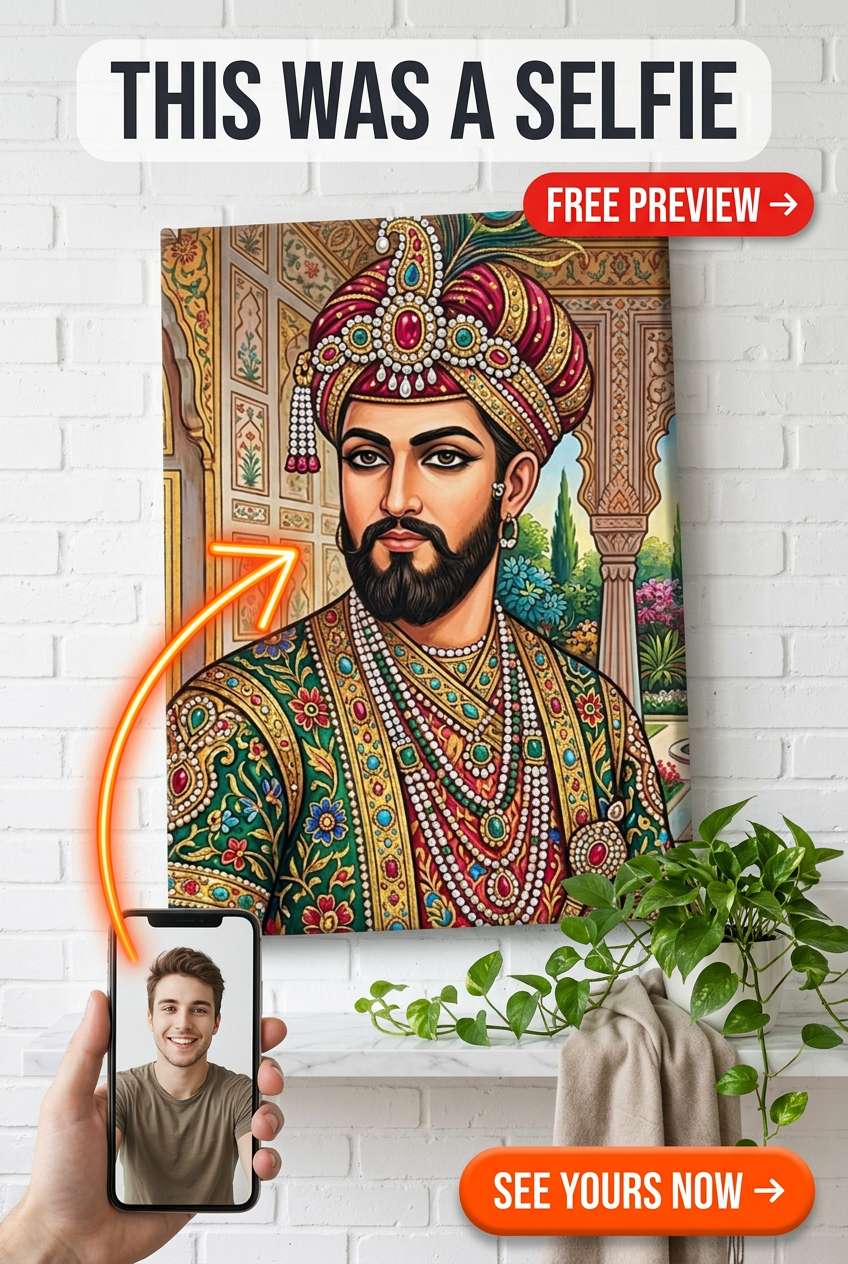 Custom Royal Man Portrait — Regal Crown Canvas from Photo