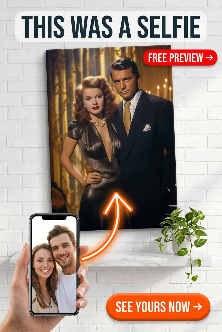 Custom Royal Couple Portrait — Romantic Vintage Canvas from Photo