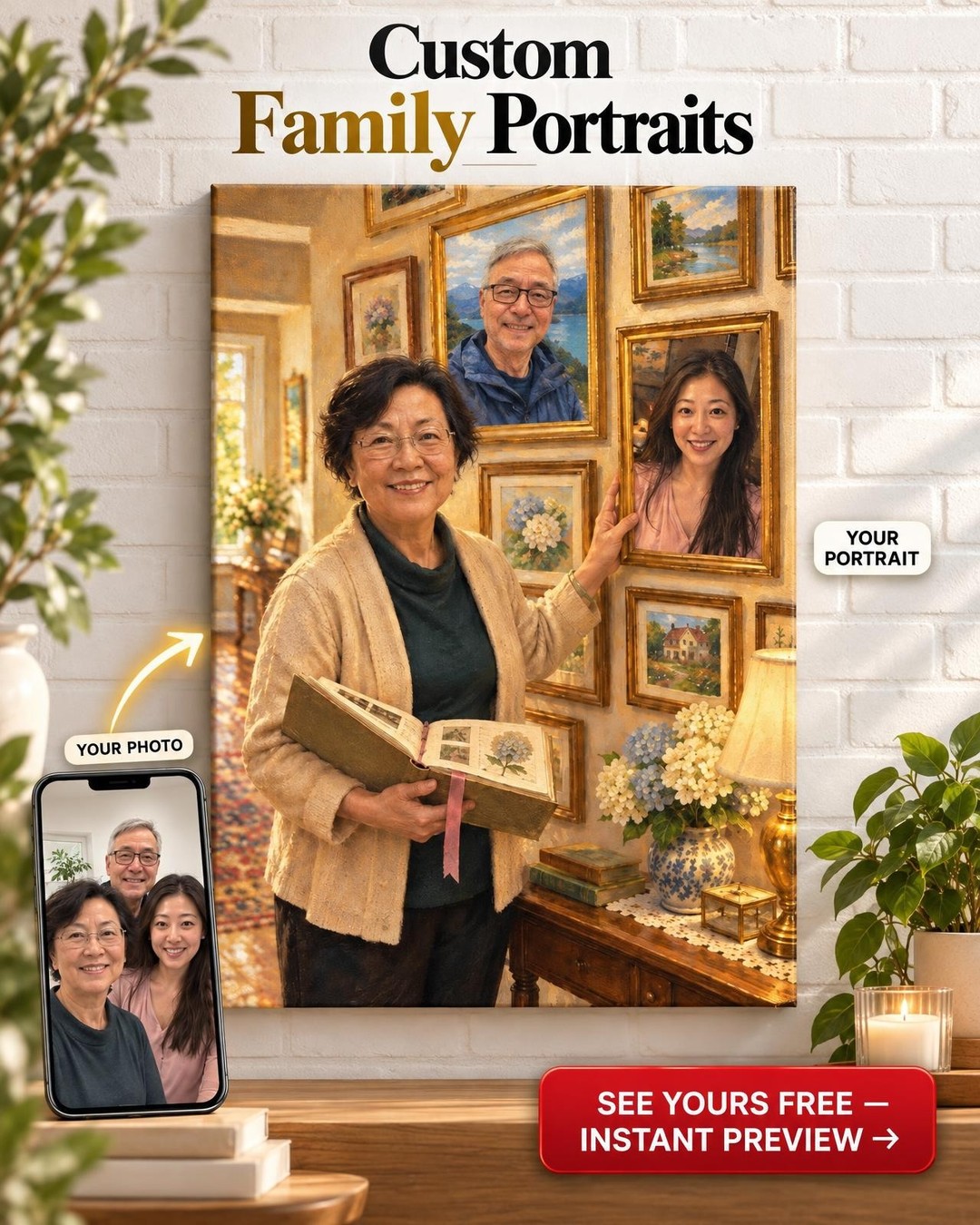 The Memory Wall Custom Portrait from Photo | Personalized Memory Keeper Gift