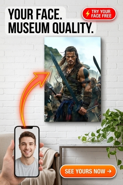 Custom Scottish Warrior Portrait — Heroic Man Canvas from Photo