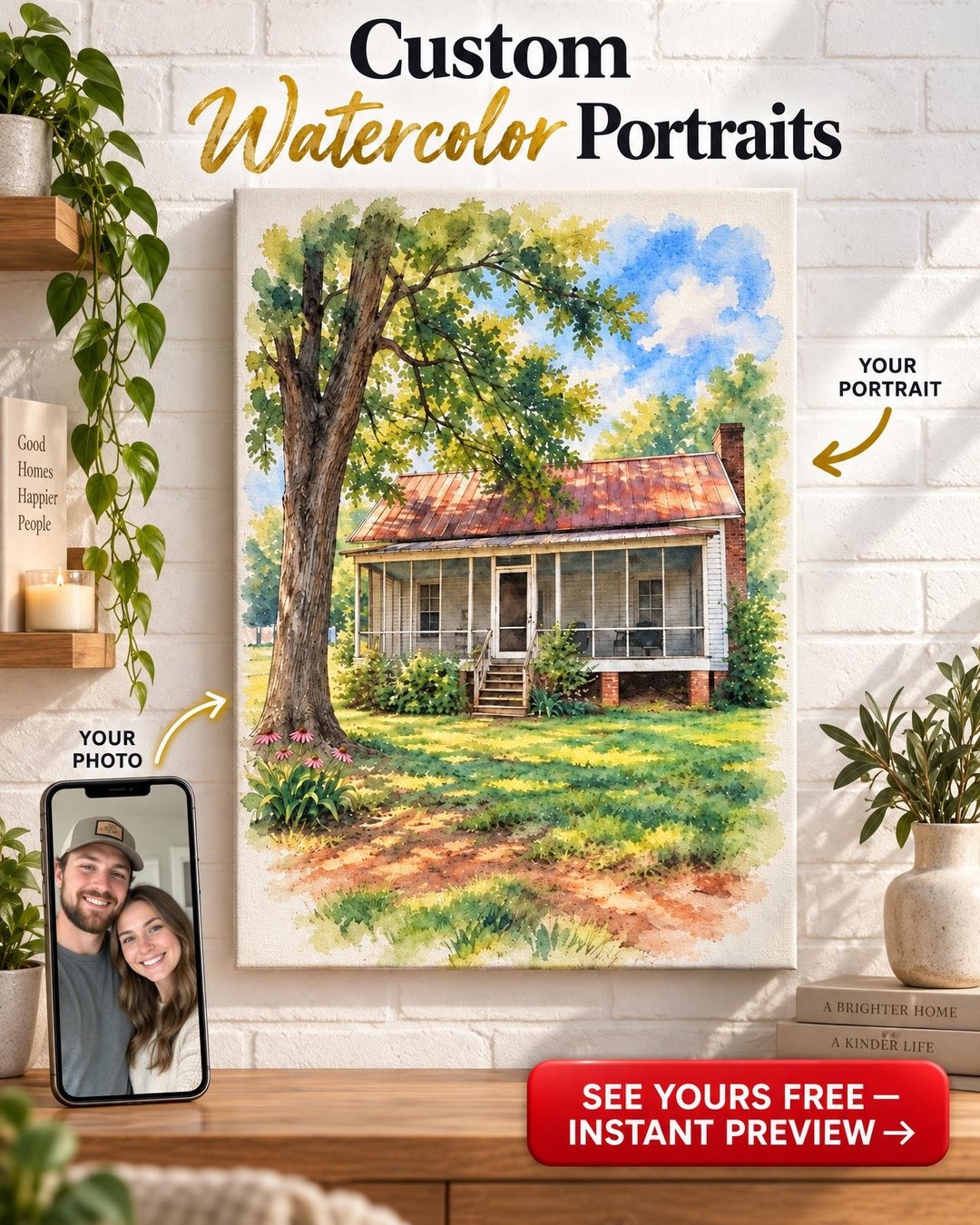 Watercolor House Custom Portrait from Photo | Personalized Childhood Home Gift