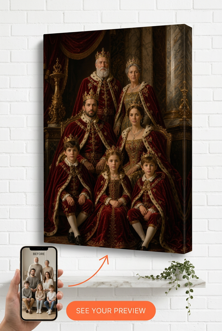 Family Portrait with Deceased Loved One — Regal Royalty Canvas