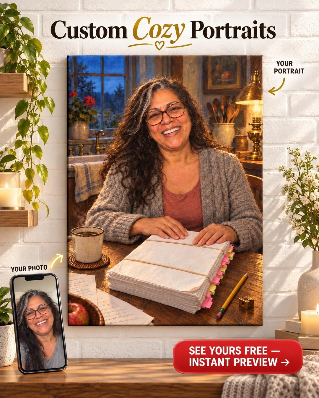 The Manuscript Custom Portrait from Photo | Personalized Author Gift