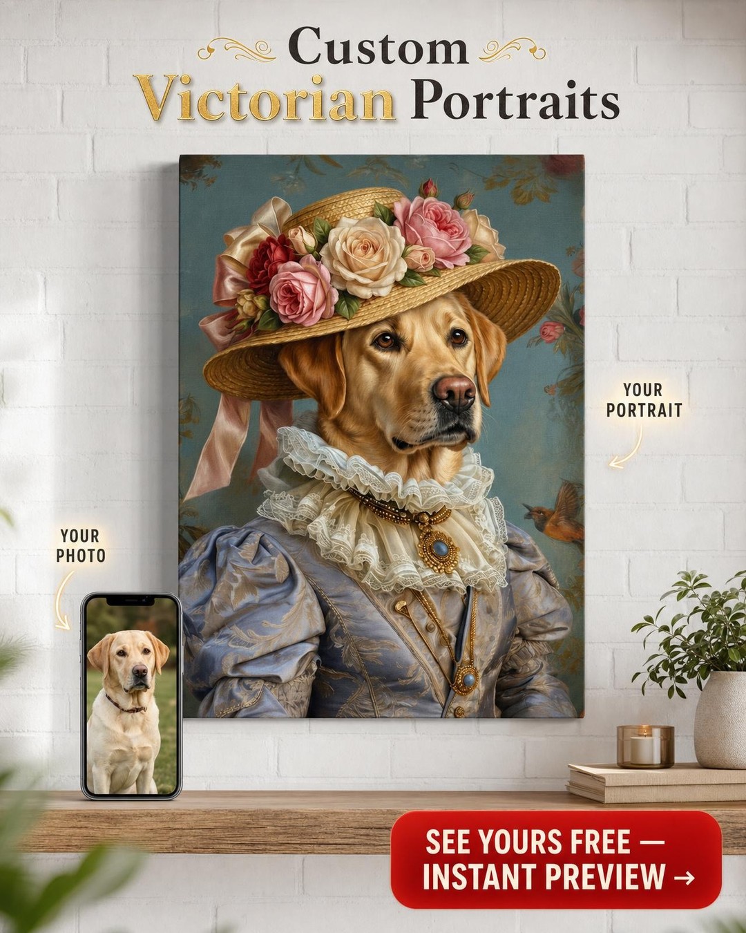 Royal Baroque Dog Portrait Canvas