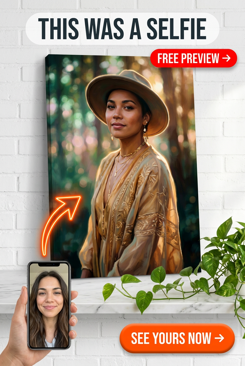 Custom Forest Woman Portrait — Serene Nature Canvas Art