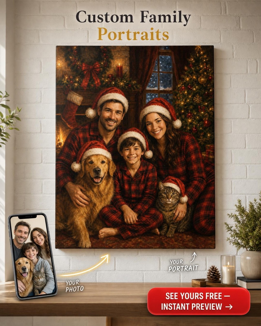 Christmas Family Portrait - Festive Canvas Photo