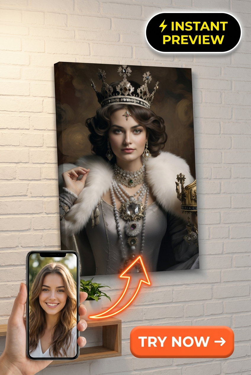 Royal Custom Portrait from Photo | Personalized Gift for Her