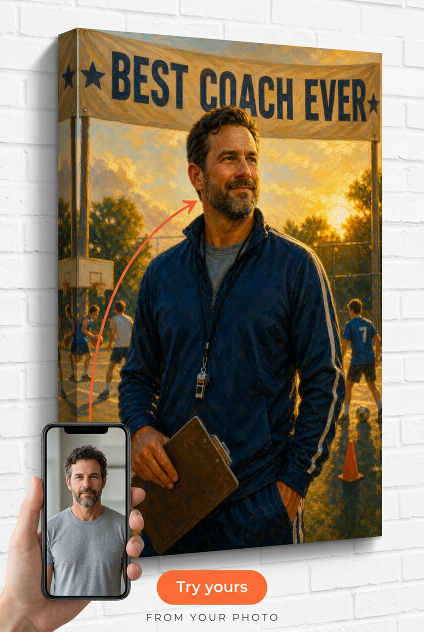 Best Coach Ever Gift — Coaching Inspiration Canvas from Photo