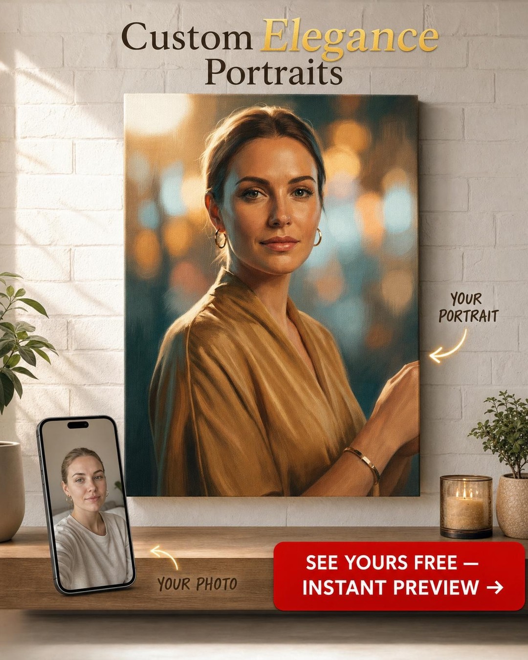 Cadeau Portrait Élégant Personnalisé - Élégance Moderne