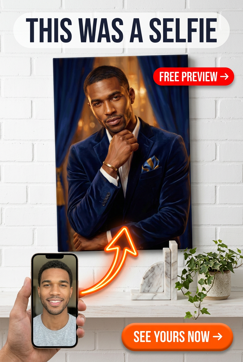 Custom Royal Man Portrait — Regal Canvas from Photo (58 chars)