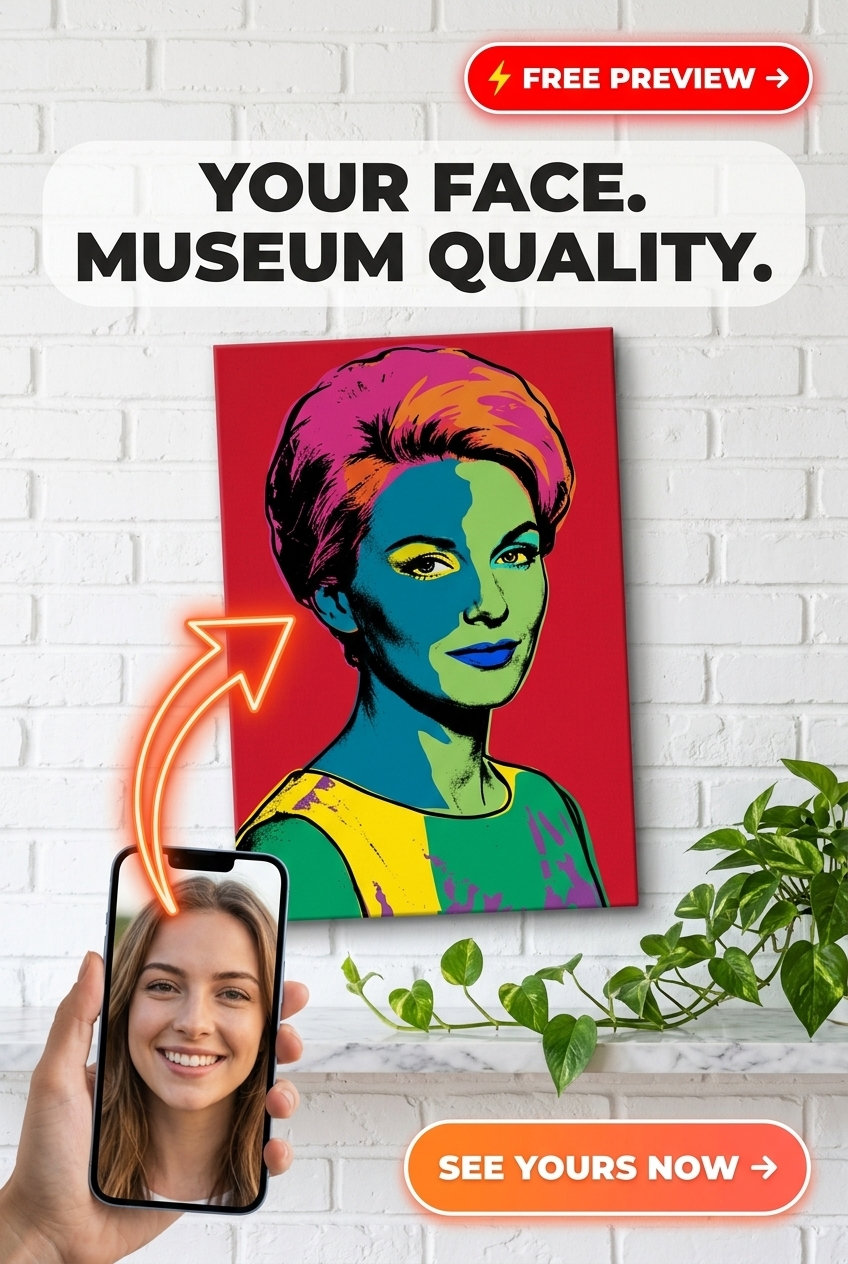 Custom Pop Art Woman Portrait — Whimsical Canvas from Photo
