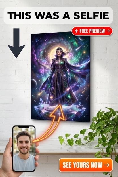 Custom Fantasy Man Portrait — Heroic Cosmic Warrior Canvas