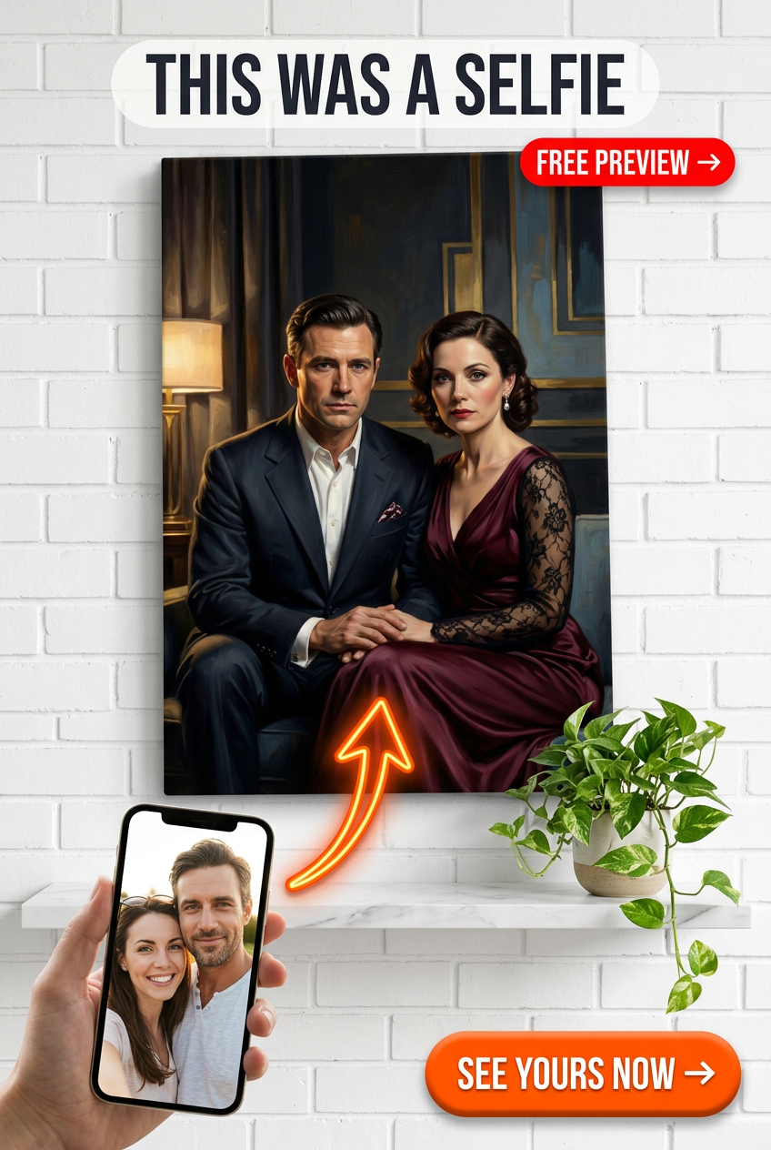 Custom Baroque Couple Portrait — Romantic Canvas from Photo