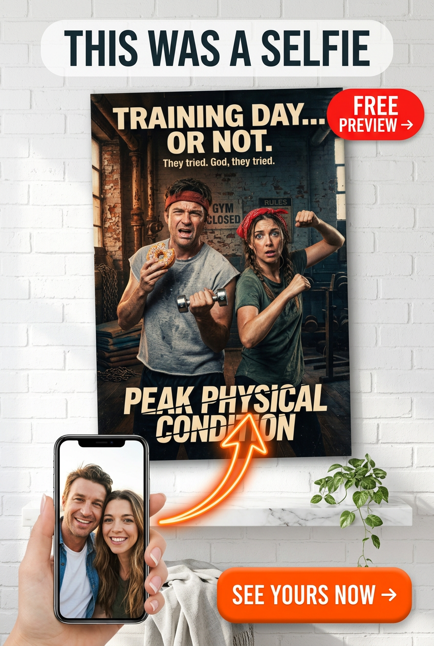 Custom Athlete Couple Portrait — Whimsical Gym Canvas from Photo