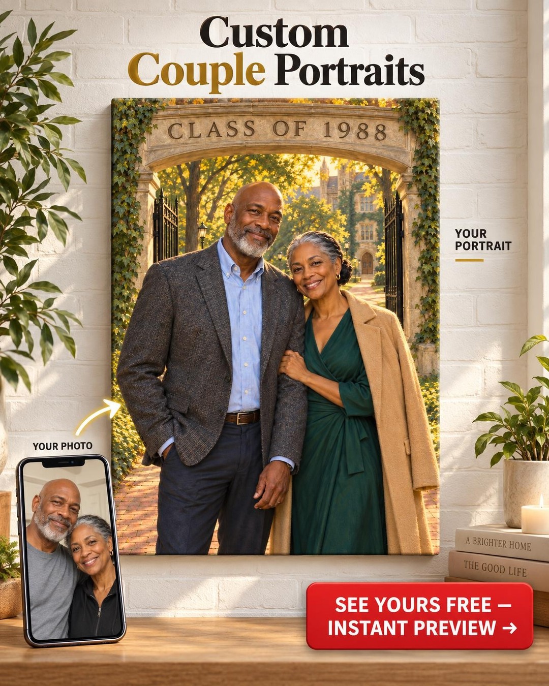 The Class Gate Custom Portrait from Photo | Personalized Campus Portrait Gift