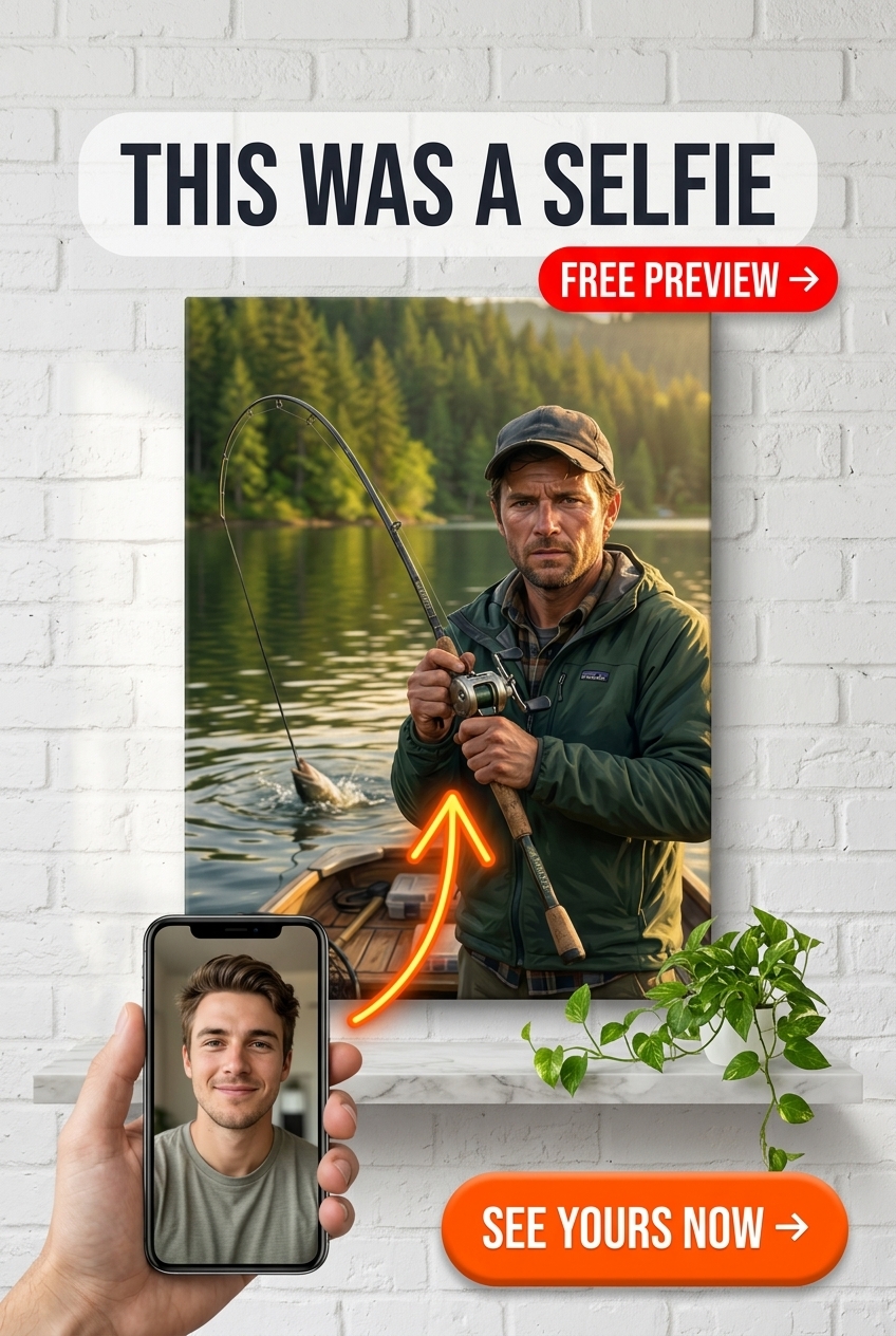 Custom Forest Fisherman Portrait — Personalized Canvas from Photo