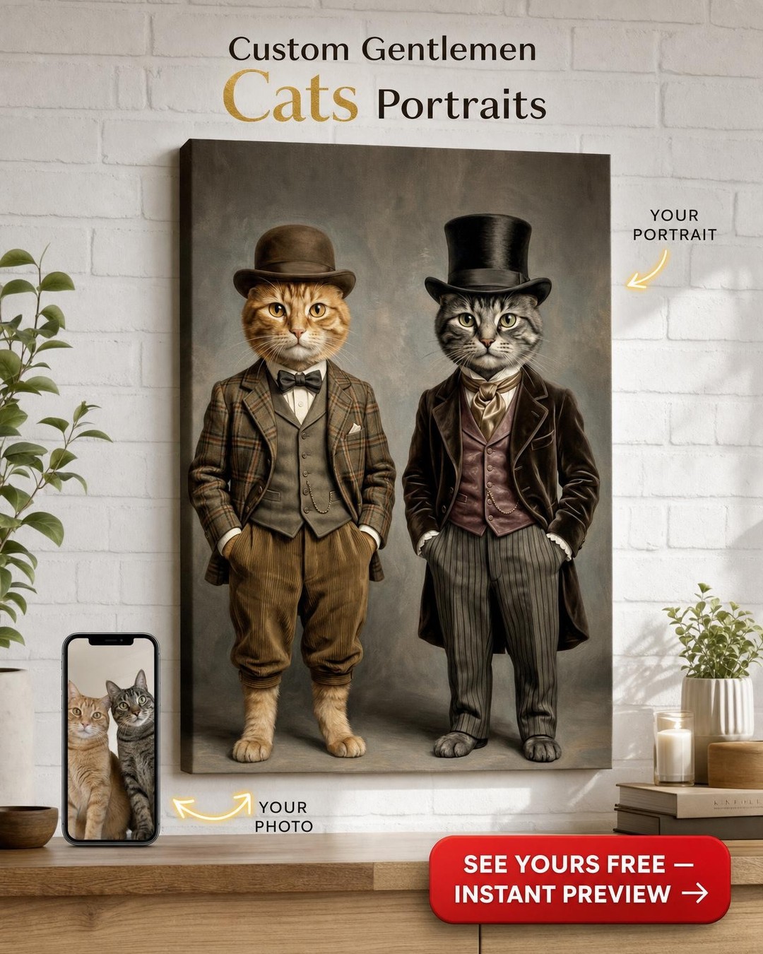 Victorian Cat Portraits – Unique Custom Art