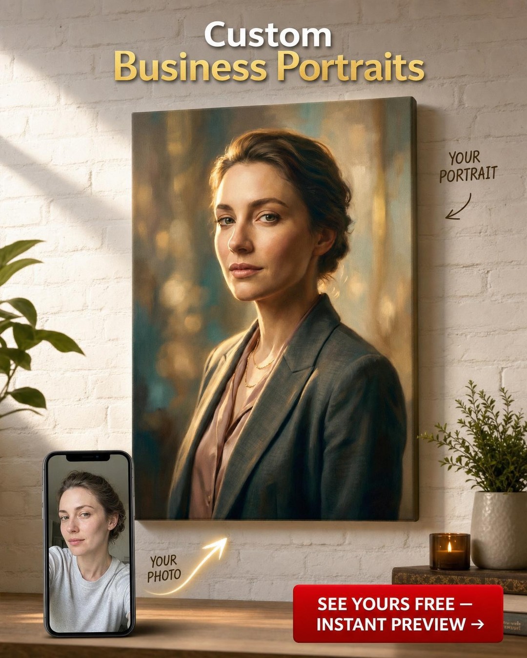 Custom Victorian Woman Portrait — Serene Canvas from Photo