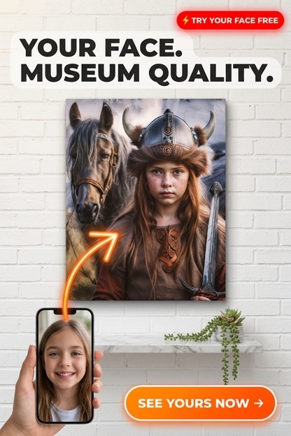 Viking Custom Portrait from Photo | Personalized Canvas Gift for Kids