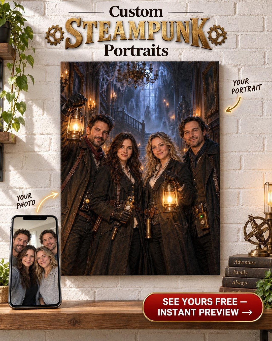 Ghost Hunters Halloween Custom Portrait from Photo | Personalized Gift