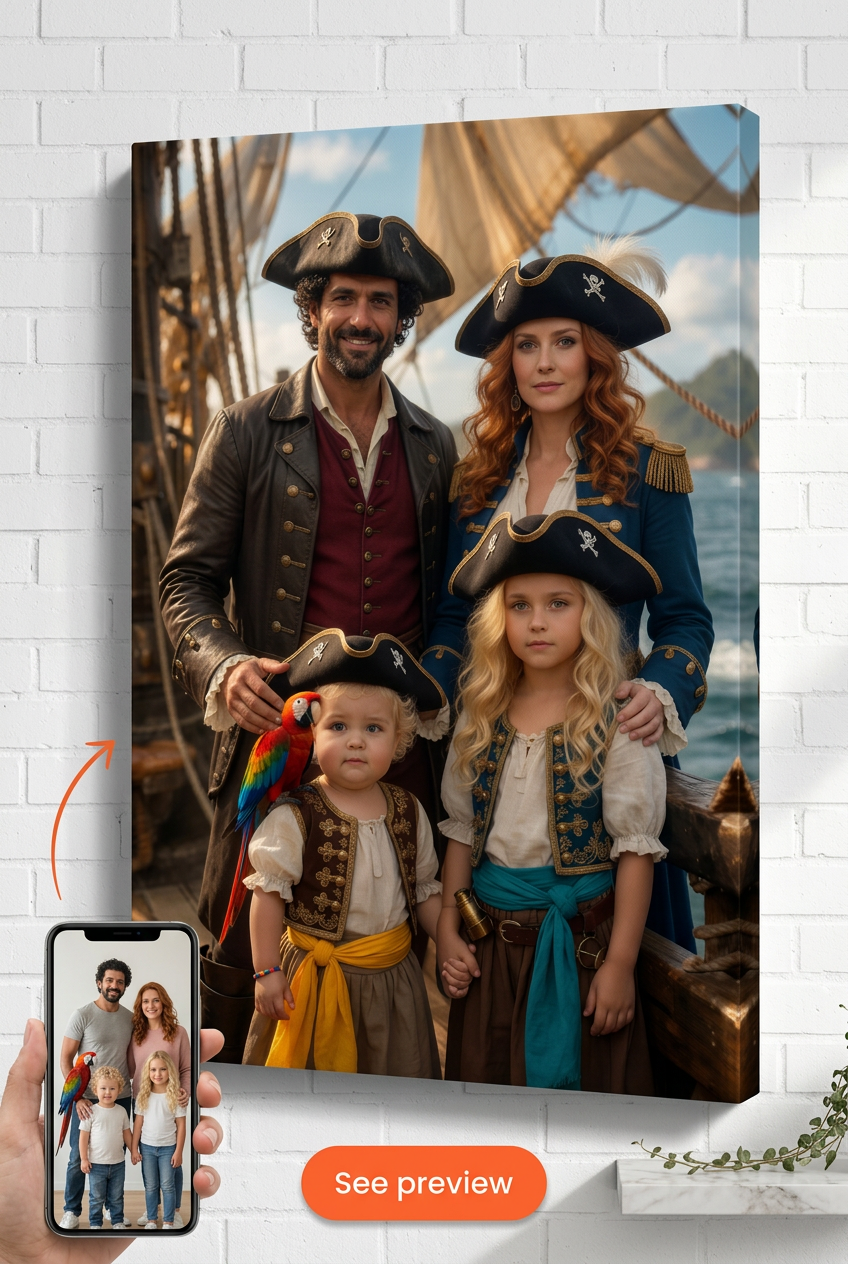 Pirate-Inspired Custom Portrait from Photo | Personalized undefined Gift