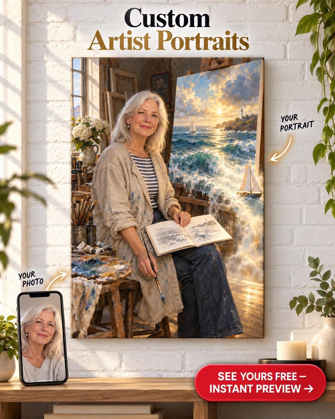 The Artist’s Custom Portrait from Photo | Personalized Creative Visionary Gift