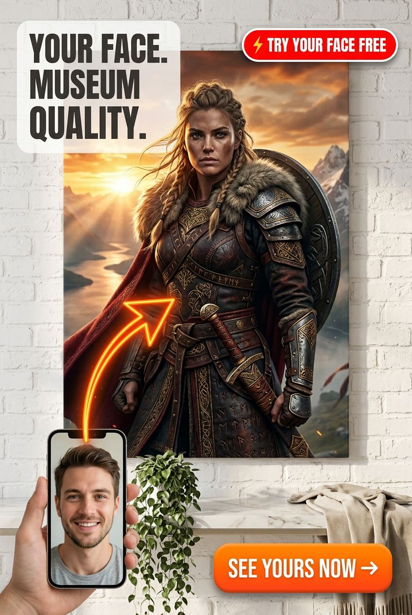 Custom Viking Man Portrait — Heroic Warrior Canvas from Photo