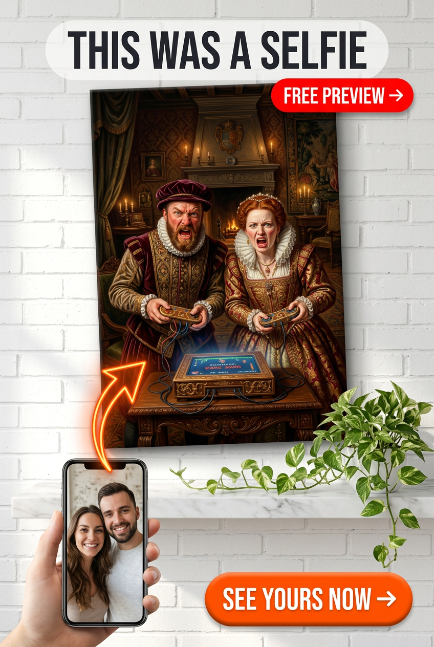Custom Renaissance Couple Portrait — Whimsical Museum Canvas