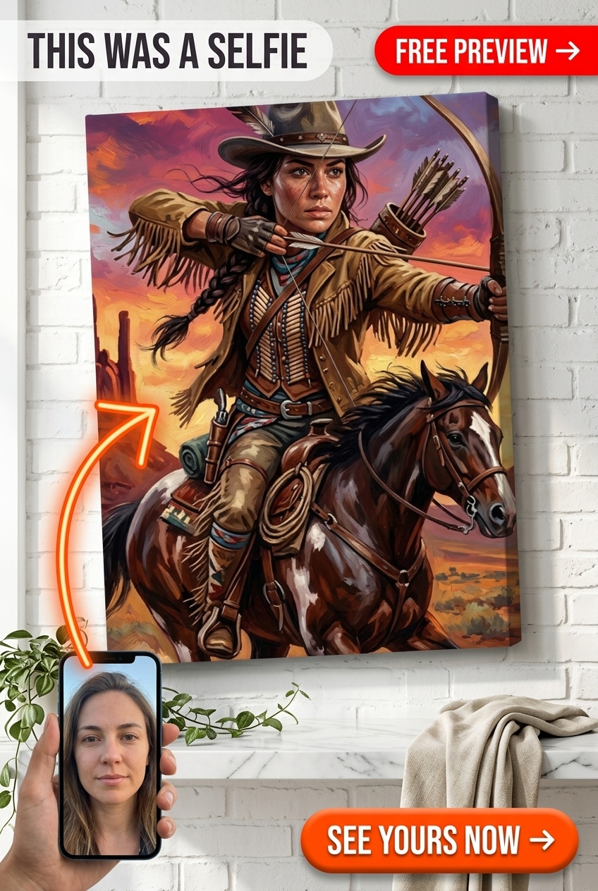 Mounted Archer Cowgirl Portrait | Personalized Cowgirl Gift