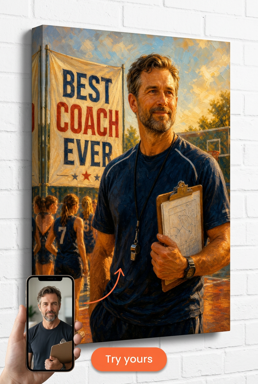 Best Coach Ever Gift — Dedicated Coach Portrait Canvas from Photo