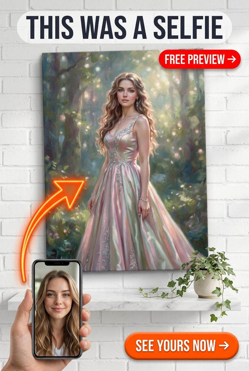 Custom Fantasy Woman Portrait — Whimsical Forest Dress Canvas