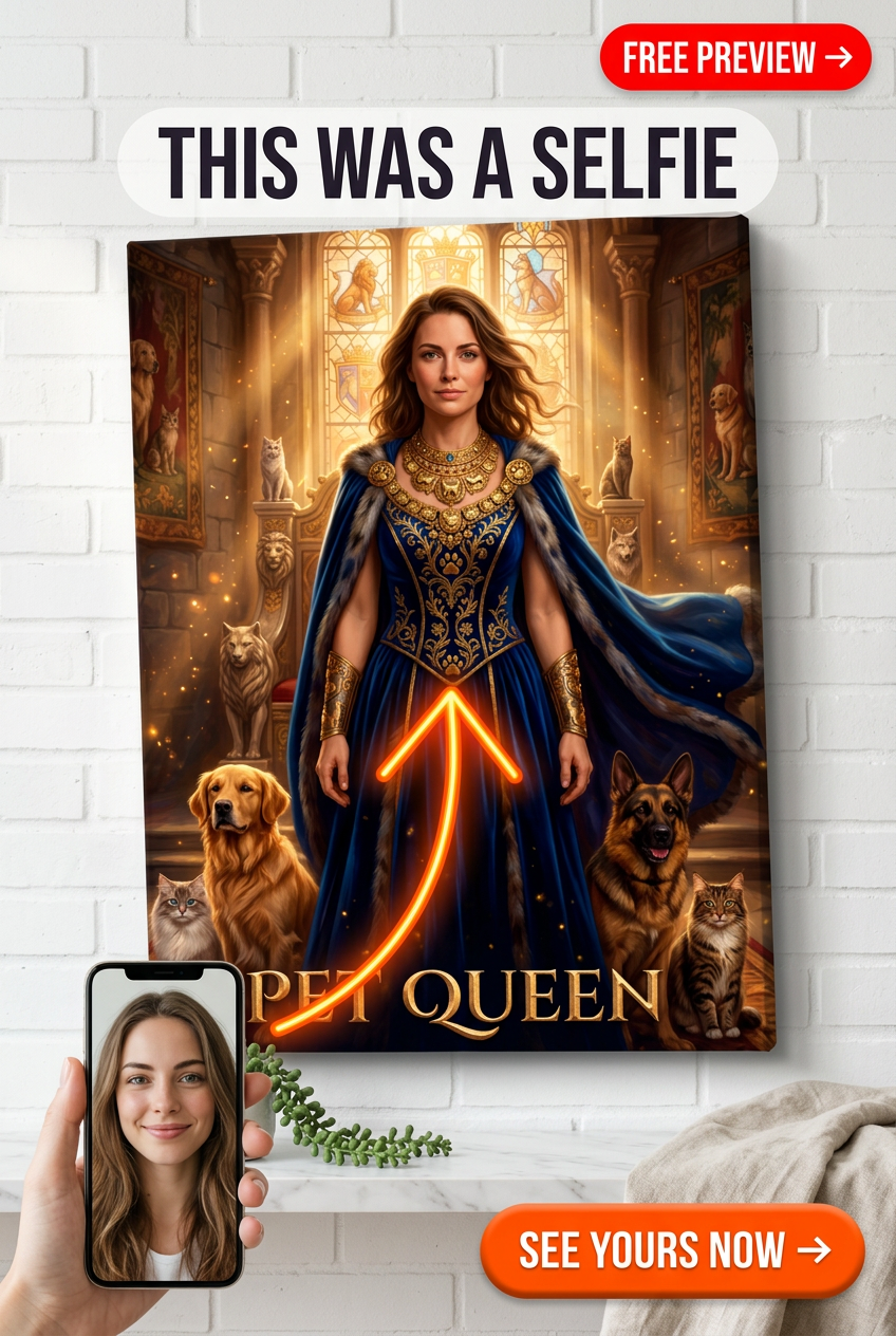 Custom Royal Woman Portrait — Regal Queen Canvas from Photo