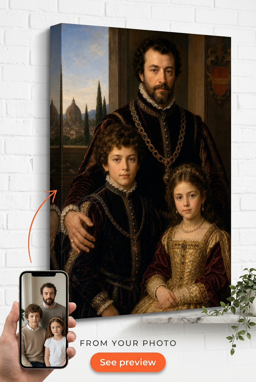 Custom Renaissance Family Portrait — Regal Canvas from Photo