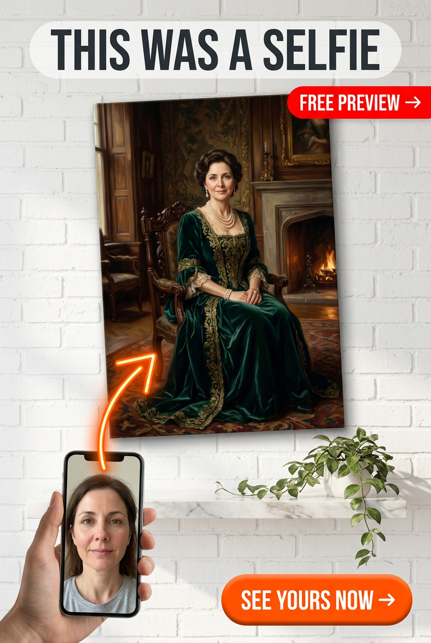 Custom Royal Woman Portrait — Regal Canvas from Photo