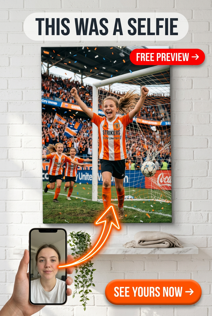 Custom Soccer Woman Portrait — Festive Team Canvas from Photo